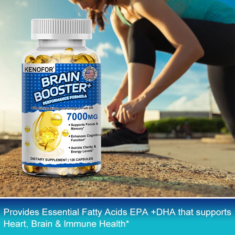 Omega 3 Fish Oil - 1200mg EPA + 600mg DHA, with 1600mg Ginkgo Biloba, for Heart Health, Brain & Immune System Health Supplement
