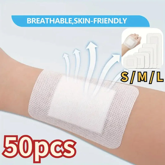 50pcs Large Size Hypoallergenic Non-woven Medical Adhesive Wound Dressing Band Aid Bandage Large Wound First Aid Health Patch