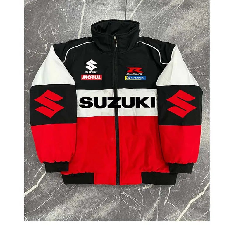 Suzuki Autumn/Winter 2025 Stand-Up Collar Jacket For Men, Sports Motorcycle Jacket, Warm Cotton-Padded Jacket, Windproof Coat