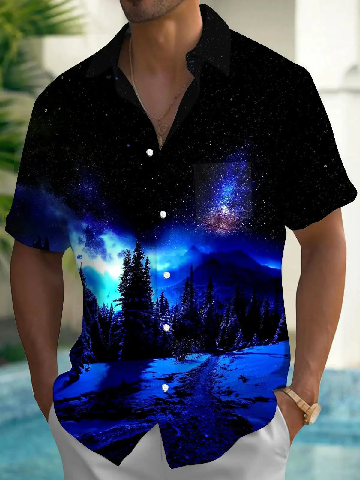 New Hawaii Spring/Summer Fashion Leisure Street Walk Tourist Beach Printed Full Open Short Sleeve Button Shirt, Quick Shipping