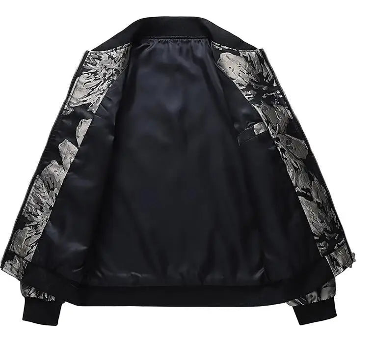 New Men Long Sleeved Baseball Collar Casual Sports Jacket Fashion Male Daily High Street Flower Coats