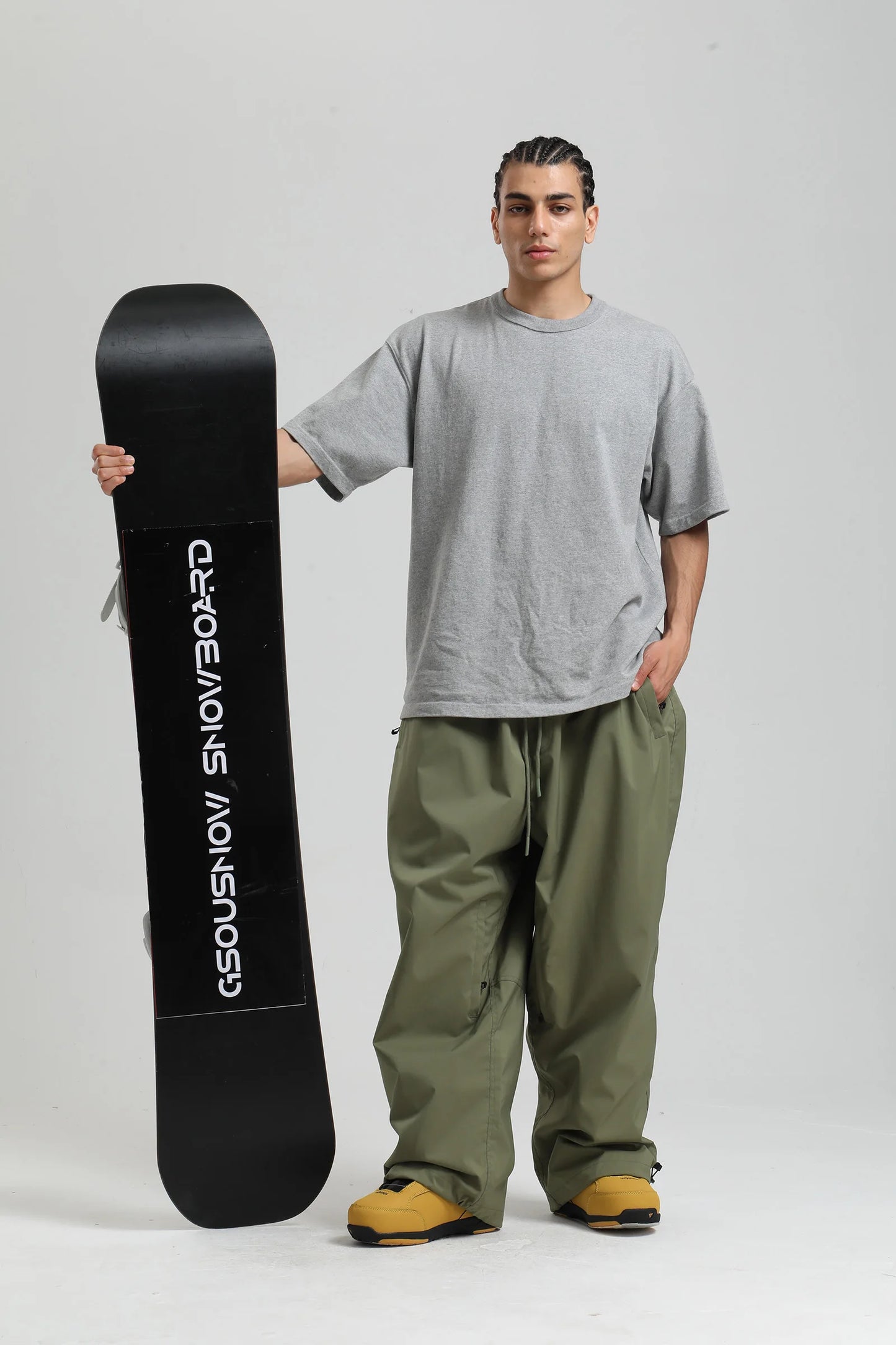 Gsou Snow 2025 Unisex Loose Fit Cargo Ski Pants - Waterproof Windproof Snowboard Trousers for Men & Women Winter Snow Gear