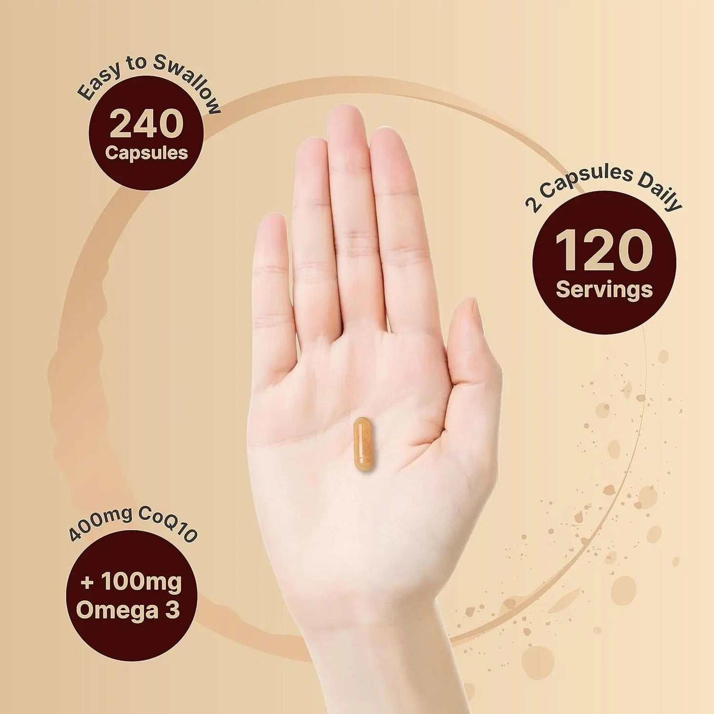 Coenzyme Q10 Capsules 400mg, for Circulation Stress Health and Body Energy, Better Absorption, Antioxidant