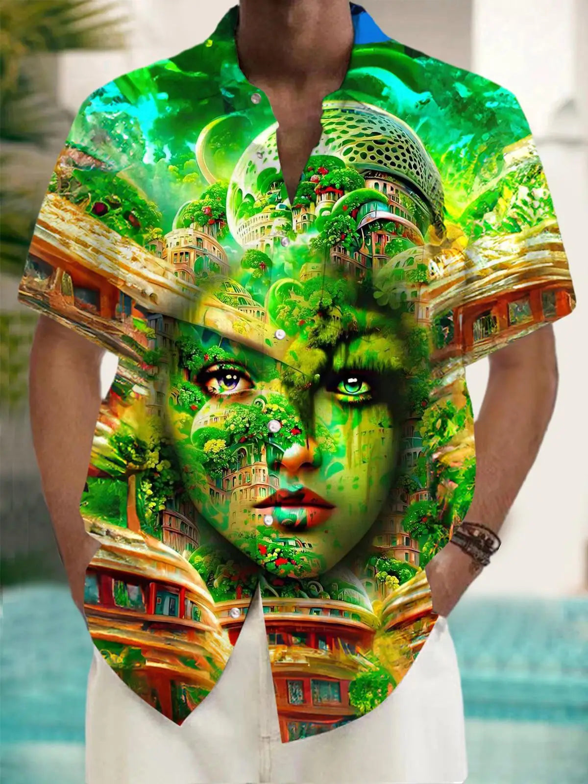 New Hawaii Spring/Summer Fashion Leisure Street Walk Tourist Beach Printed Full Open Short Sleeve Button Shirt, Quick Shipping