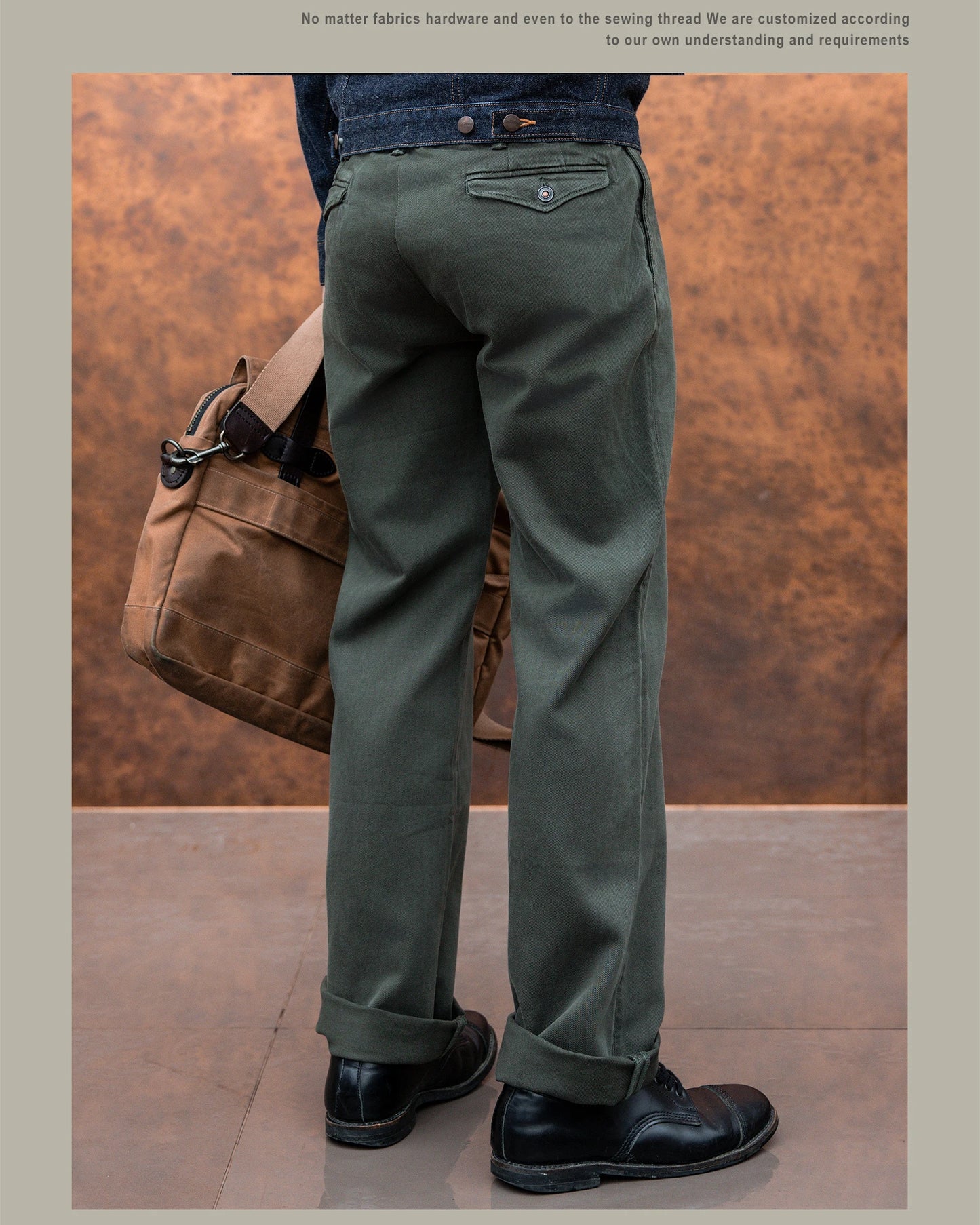 Red Tornado Garmen-Dyed Officer Chino Pants Straight Fit American Casual Style Men's Everyday Trousers