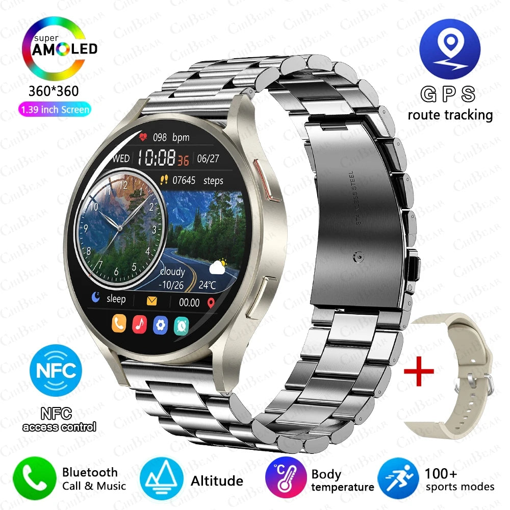2025 New Bluetooth Call Smart Watch 6 Classic Men AMOLED HD Screen AI Voice Assistant Bluetooth Call NFC GPS Smartwatch Women
