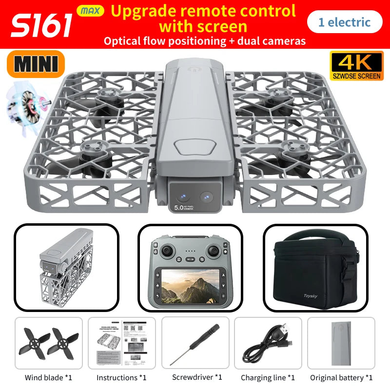2025 NEW S161 MAX MIni Drone Cam 4K HD Professinal Dual Camera 4.5-inch screen UAV With screen brushless motor Quadcopter Drones