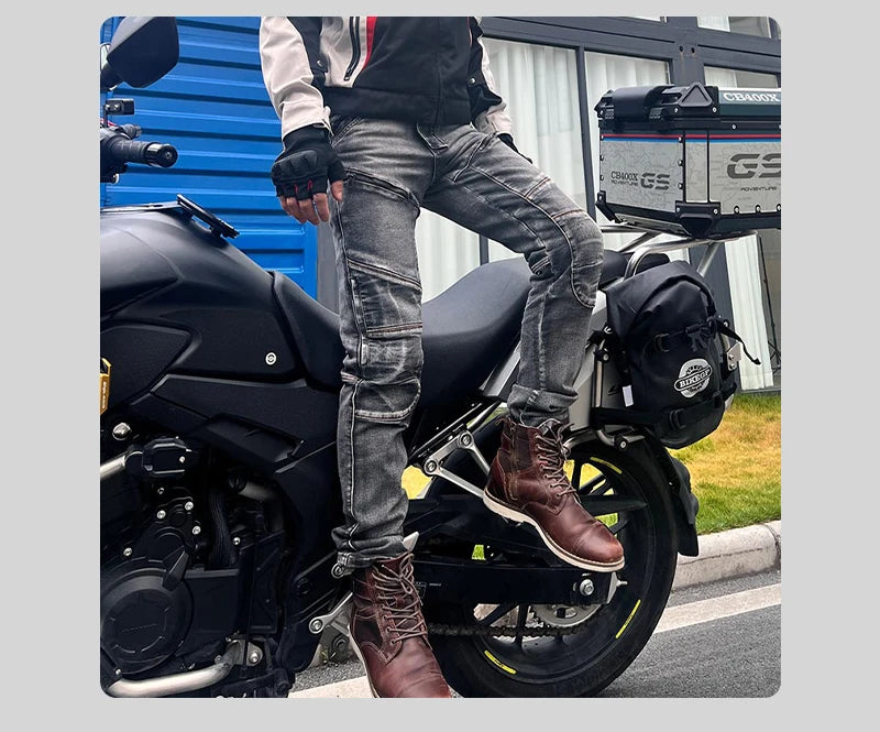 Men Moto Jeans Motorcycle Pants Protective Gear Touring Motorbike Trousers Motocross Pants CE Protective Gear Stretch Jeans