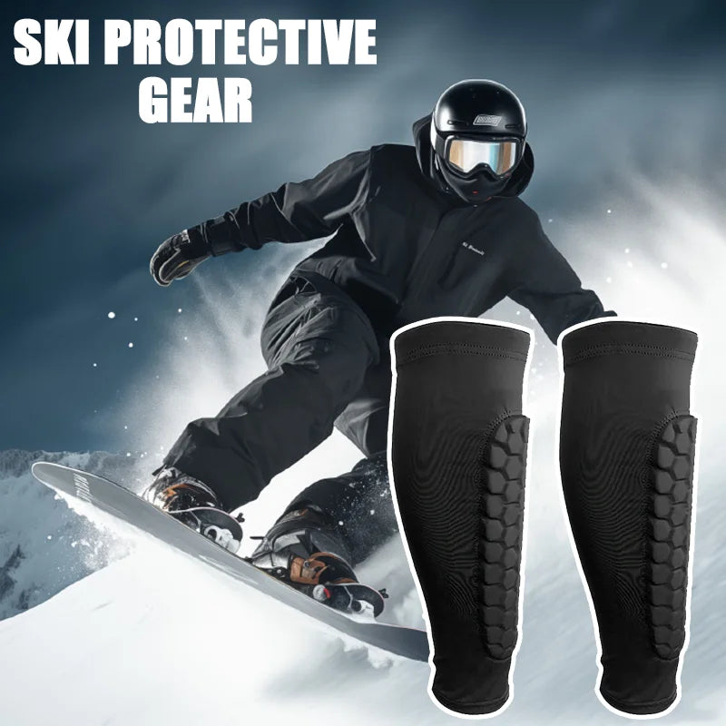 Ski Shin Guard Sleeves Pair, EVA Padded Anti‑Shin Bang Boot Bite Relief, Impact‑Absorbing Calf Protector for Skiing Snowboarding