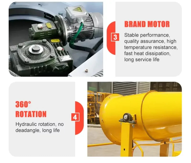 High Safety Engine Gear Fog Cannon | CE ISO Certified Dust Suppression Equipment for Mining, Ash Unloading & Waste Disposal