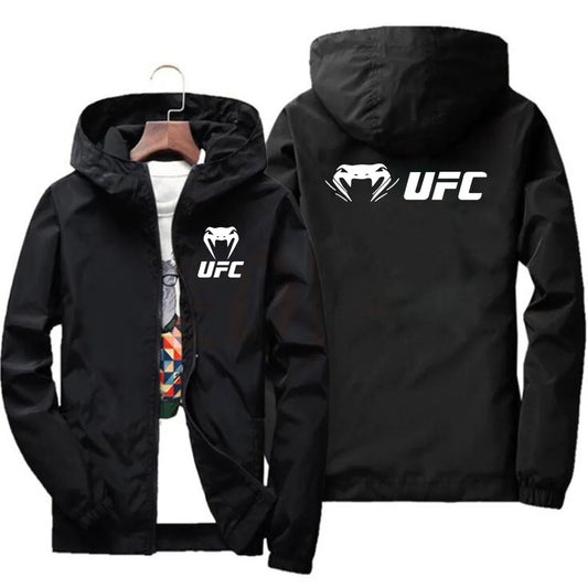 2025 UFC Fighting Logo Breathable Fashion Fitness Zipper Jacket Casual High Quality Hooded Baseball Jacket Outdoor Sports Jacket