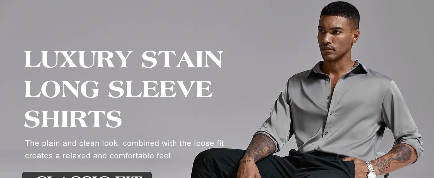 S~6XL satin plus size long sleeve shirt business casual dress shirt non-ironing wrinkle-resistant men's wholesale, men's shirts