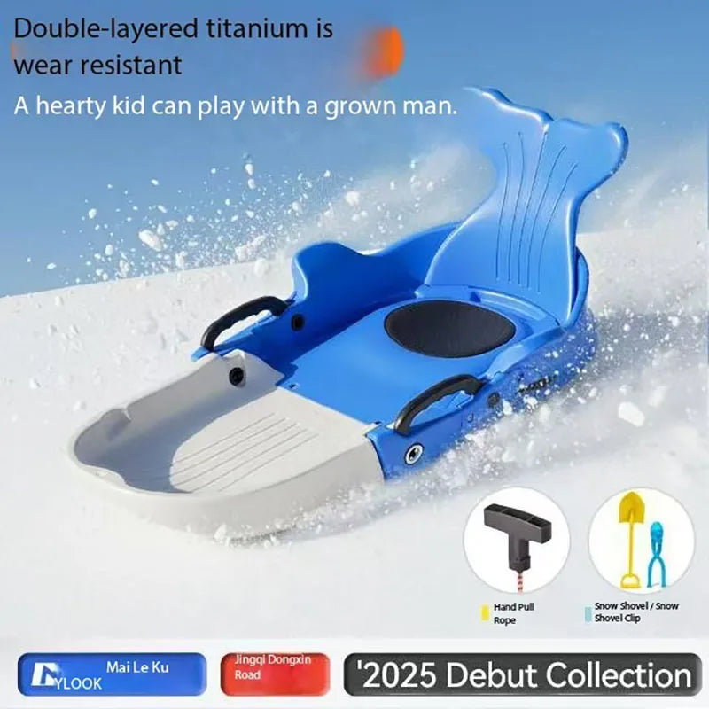 High back snowboard, children's thick and wear-resistant snow toboggan, snowboard, sled, outdoor skateboard, ice skates