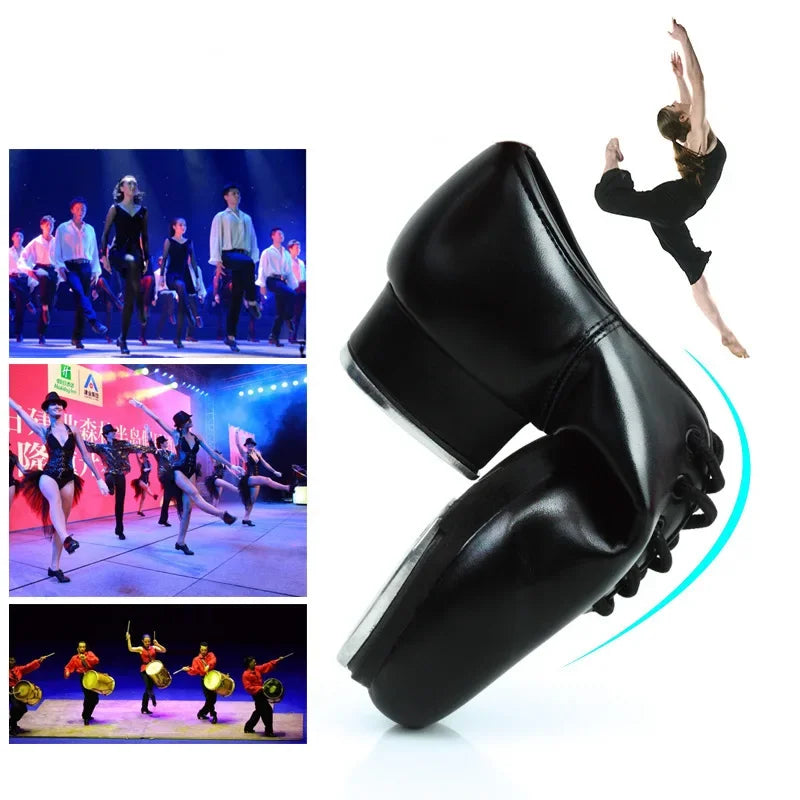 PU Leather Slip On Tap Dance Shoes for Women and Men