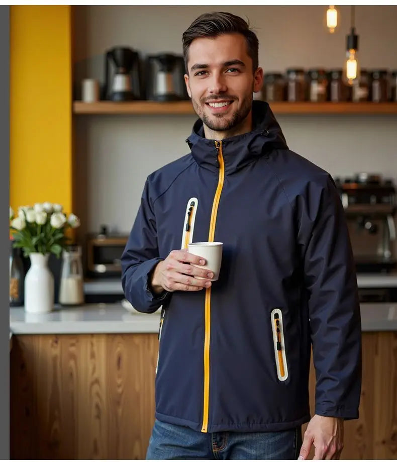 Unisex Fleece Lined Solid Color Jacket, Plus Size Windproof Delivery Coat for Hiking, Custom Logo Winter Set