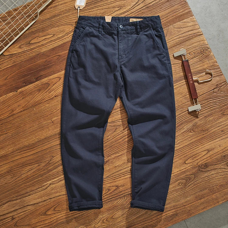 American Retro Workwear Pants Men's Heavyweight Chino Casual Straight Leg Tapered Versatile Cotton Urban Faion Trousers