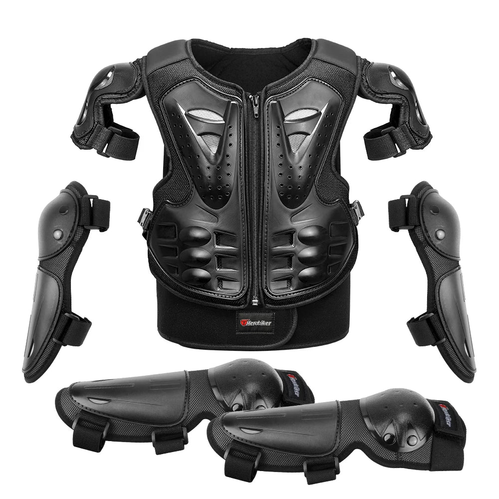Kid's Motorcycle Armor Vest Protection Motocross Body Armor Jacket Protective Armors Riding Kneepads Moto Full Armor Children