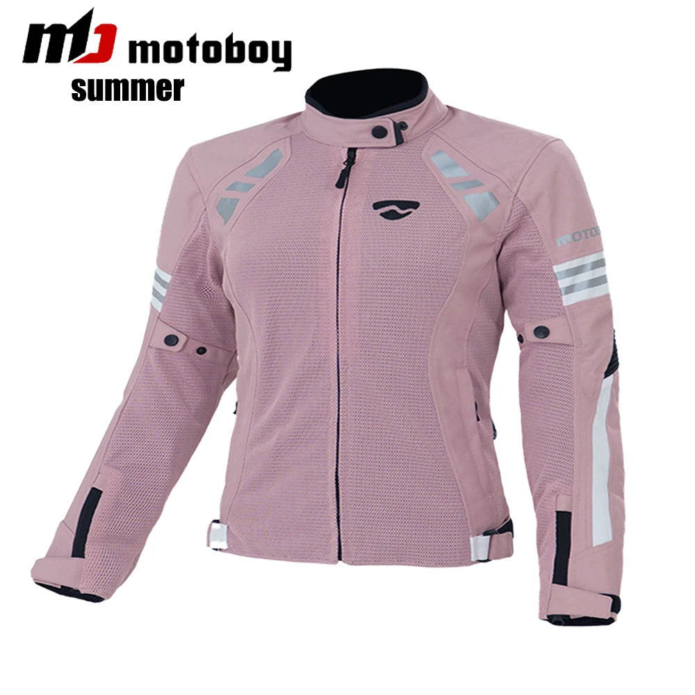 Women Motorcycle Jacket Four Seasons Breathable Lightweight Mesh Cycling Moto Jacket Protector Motocross Suit CE Protective