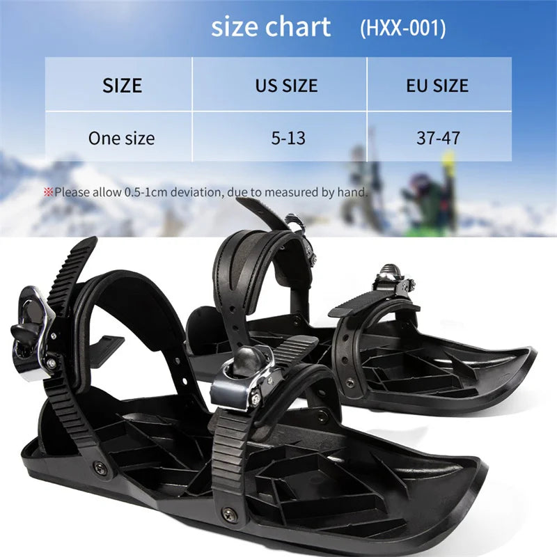Mini Short Ski Skates Skis Boots Skiboards Adjuatable Adults Short Shoe Snowblades Portable for Winter Outdoor Sports Snow Board