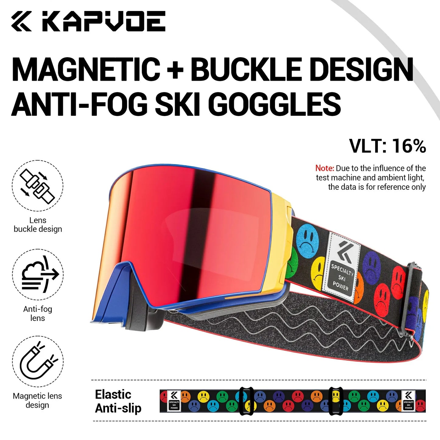 KAPVOE Outdoor Photochromic Ski Goggles Winter Snow Sports for Unisex Snow Glasses UV400 Anti-fog Magnetic Snowboard Glasses