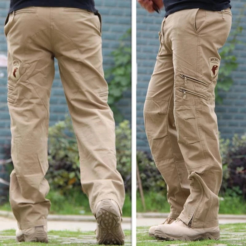 Men's Cargo Pants Outdoors Style Tactical Pants Male Camo Jogger Plus Size Cotton Many Pocket Men Camouflage Black Trousers