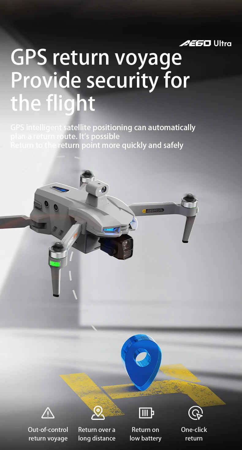 AE60 Ultra GPS Drone Profesional 8K HD Camera 3-axis gimbal Aerial Photography 12KM Obstacle Avoidance FPV Airdrop Fishing Drone