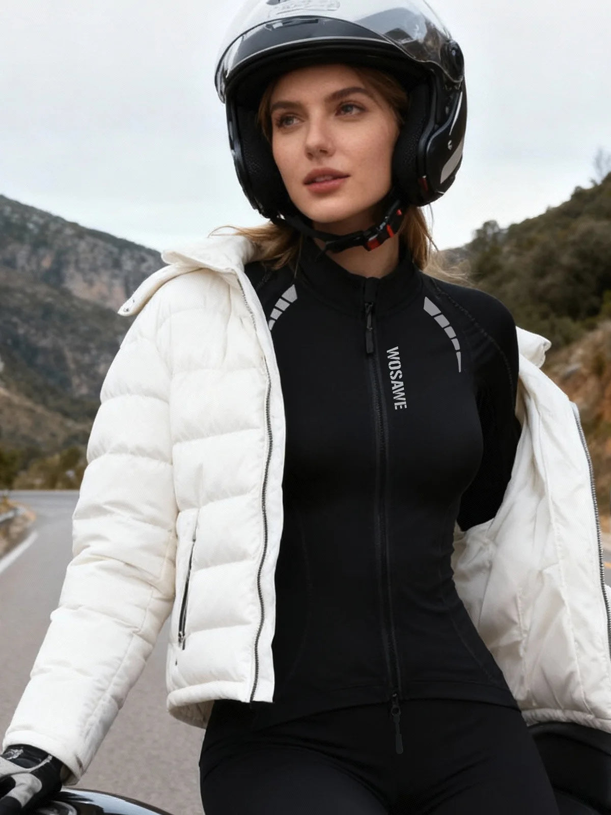 WOSAWE Woman Motorcycle Winter Jacket Thermal Windproof Clothing Body Riding Safety Coat Built-in Protective Pads and Warm