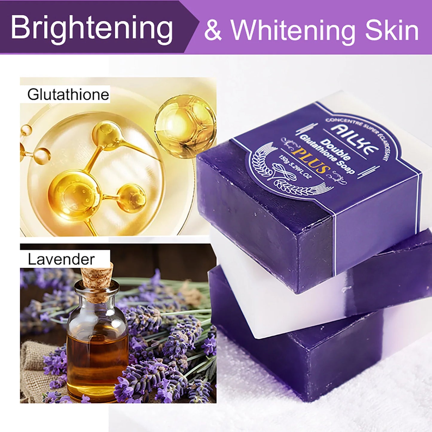 AILKE Double Glutathione Whitening Set For All Skin Types, Reduce Dark Spots, Melanin, Freckles, Chloasma, Even Skin Tone