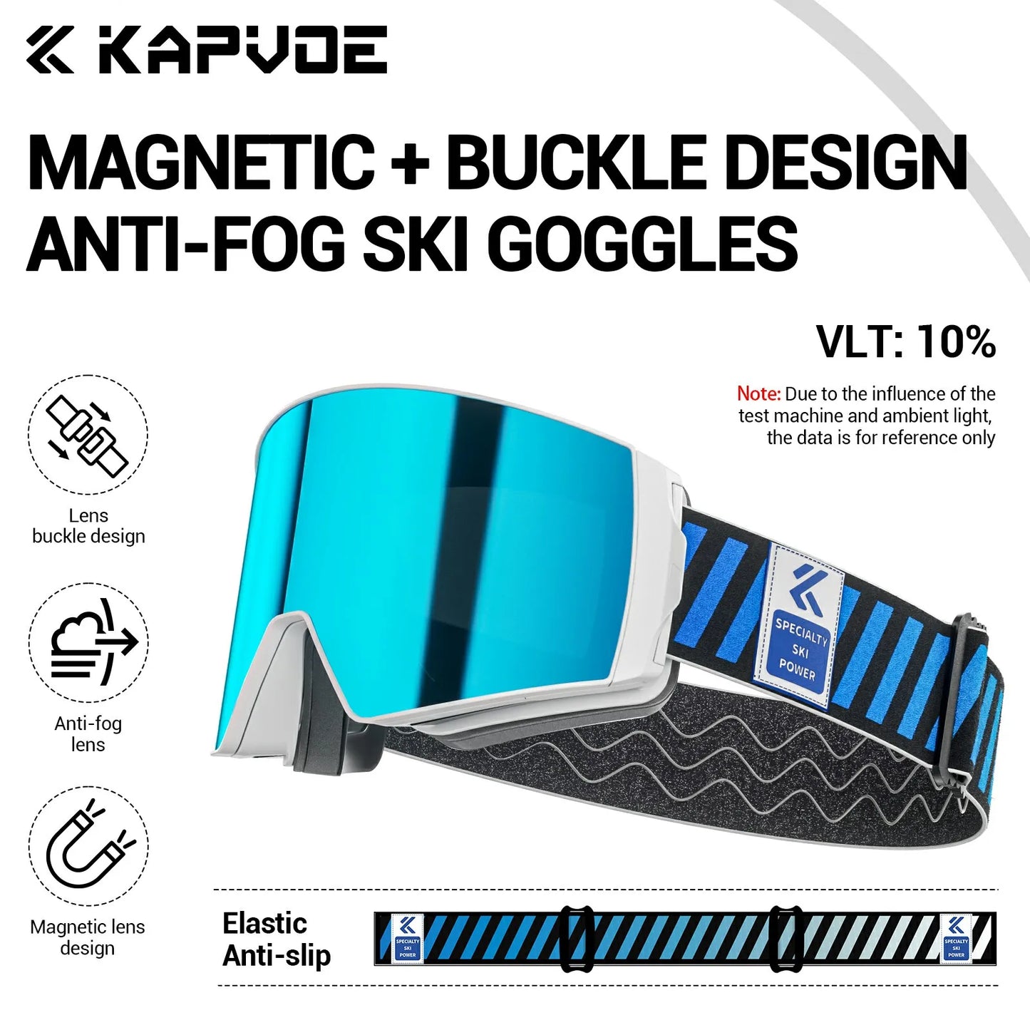 KAPVOE Outdoor Photochromic Ski Goggles Winter Snow Sports for Unisex Snow Glasses UV400 Anti-fog Magnetic Snowboard Glasses