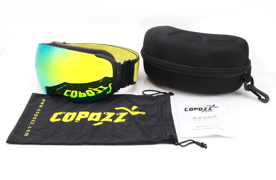 COPOZZ Magnetic Ski Goggles Men Women UV400 Protection Anti-Fog Ski Mask Outdoor Sport Snowboard Skiing Eyewear Adult