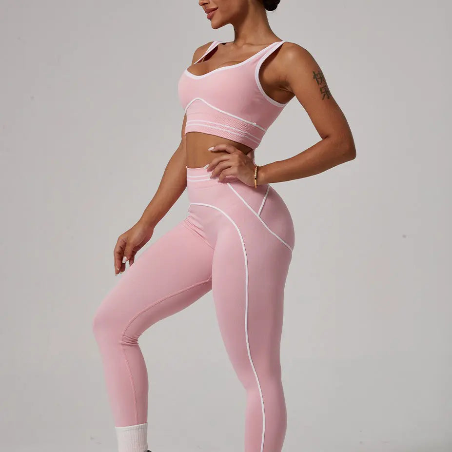 Women's Seamless Yoga Set - Sports Bra & High Waist Leggings Activewear for Gym Workout Fitness Exercise Stretch Athletic Outfit