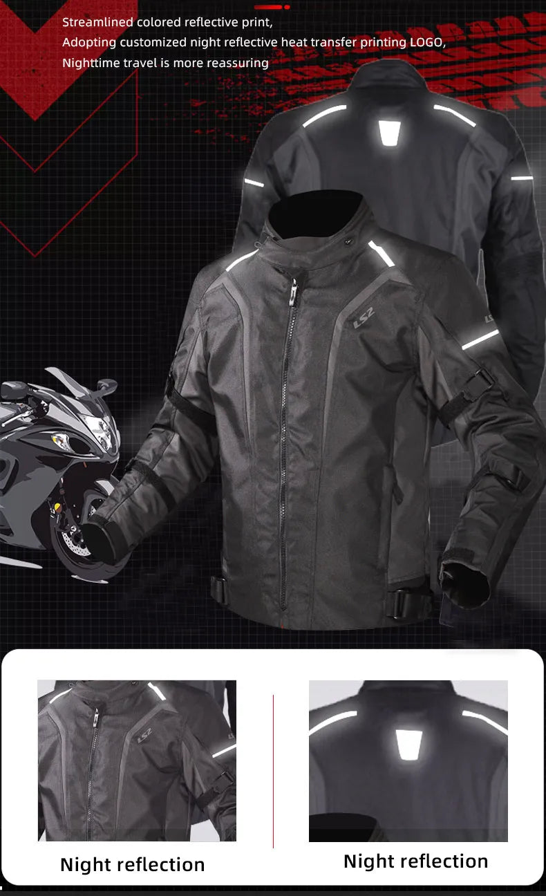 LS2 Original Motorcycle Jacket Winter Warm LS2 SEPANG Motocross Riding Jacket Men Women CE Anti-fall Waterproof Motorbike Jacket
