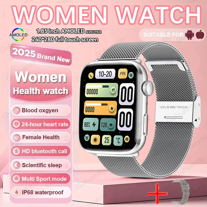 2025 New Women Men AI Smart Diagnosis Watch HRV+PPG Blood Pressure Heart Rate Health Monitor IP68 NFC Fashion Sports Smartwatchs