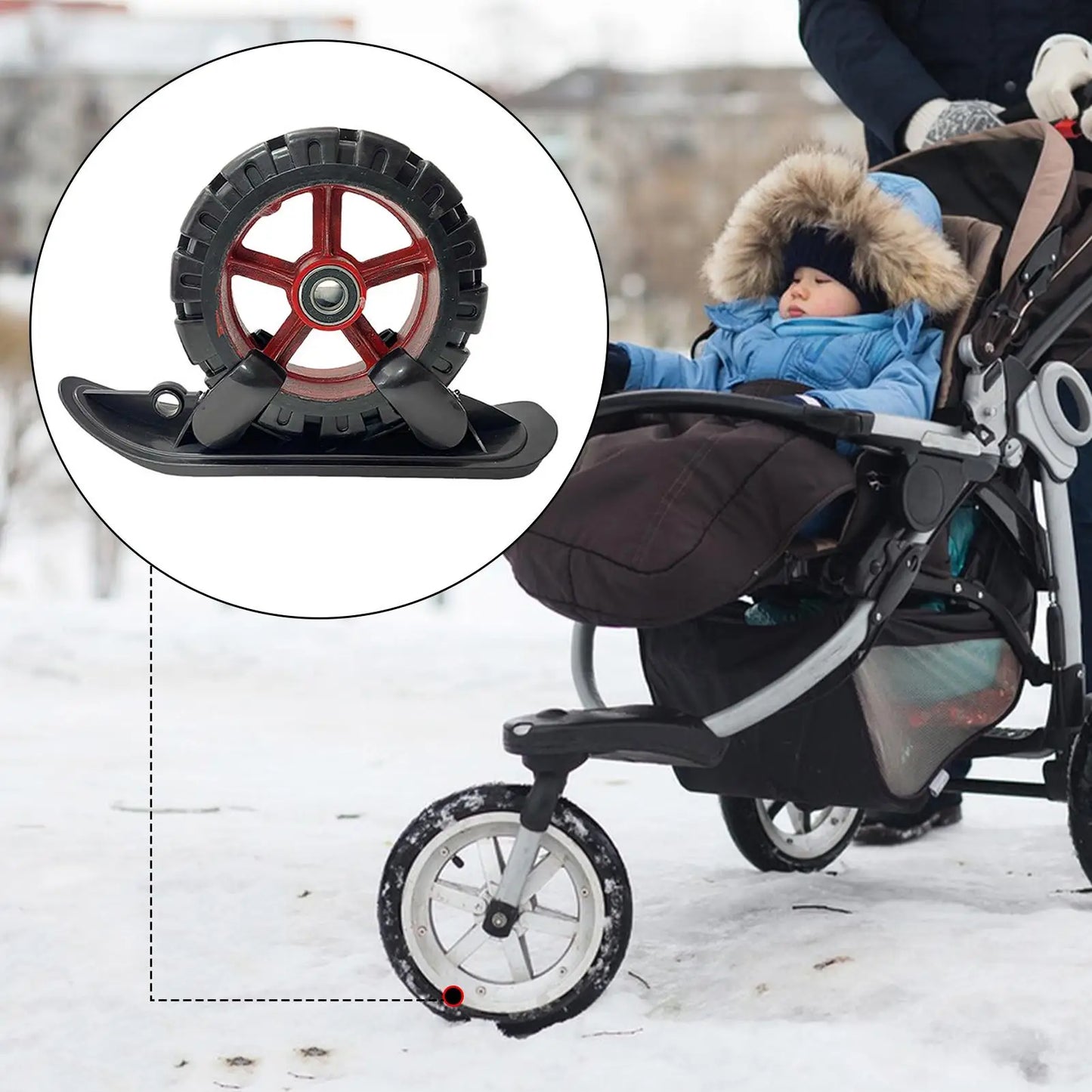 Ski Board Sled 2 in 1 Outdoor Winter Snowboards Stroller Skis Glider Snowboards for Cycling Bicycle Jogging Sports Outdoor Paths