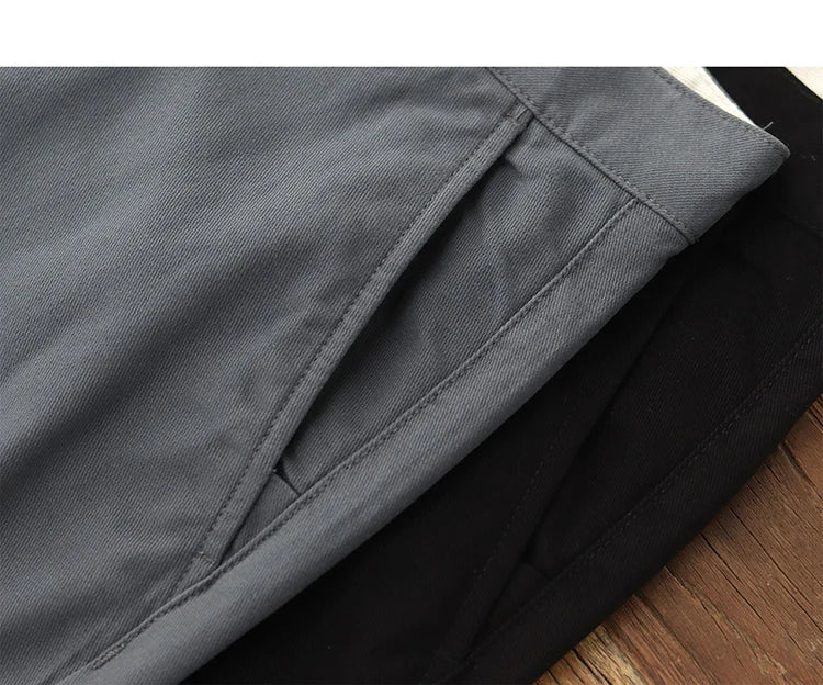 Straight pants American casual Chino cargo retro simple beige white khaki cotton casual pants for men