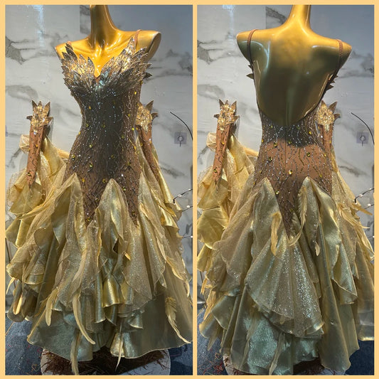 Women Competition Ballroom tango salsa waltz Formal dance dress US 8