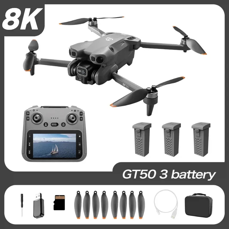 Original GT50 Drone Dual Camera 5G 8K Aerial Aircraft Obstacle Avoidance UAV Fixed GPS Remote Control  Foldable Quadcopter Gifts