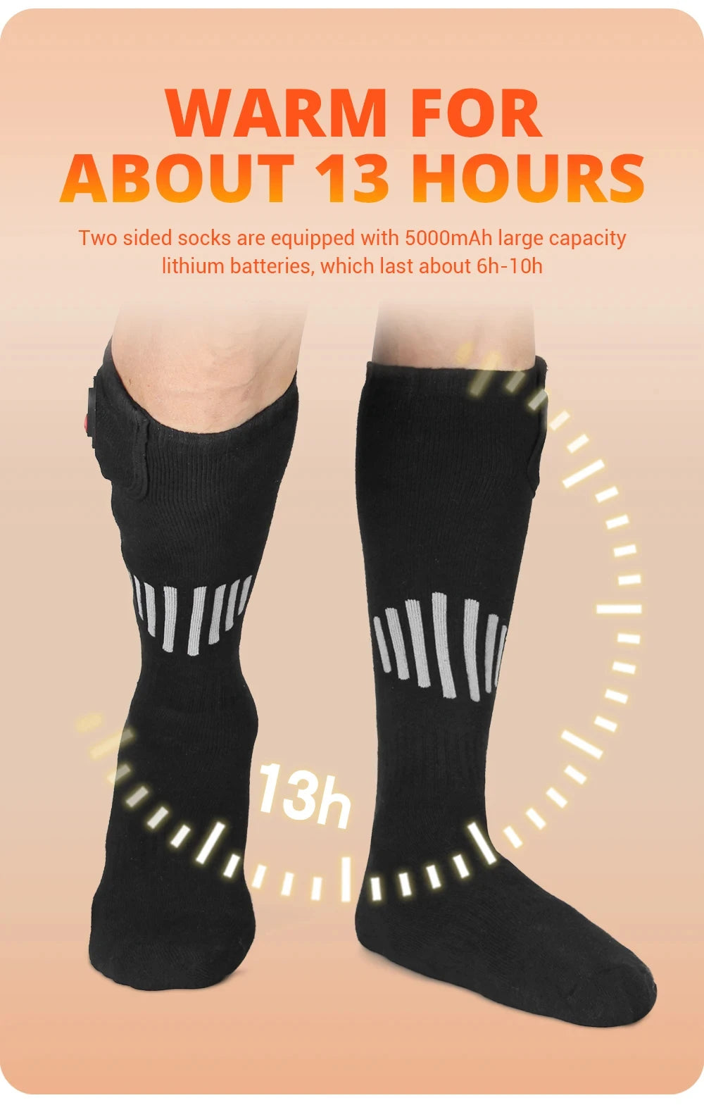 Heated Socks Winter Rechargeable 5000mah Electric Heated Skiing Socks Women Men Outdoor Skiing Socks Sports Foot Warm Equipment