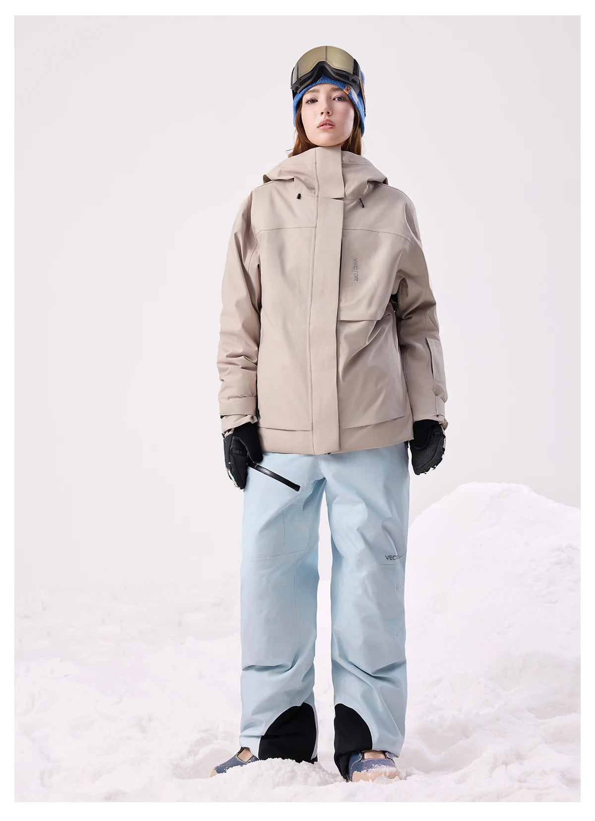 VECTOR Men Women 3L Cotton Ski Jacket Ski Pants Warm Windproof Winter Overalls Waterproof Outdoor Sports Clothing Snowboard