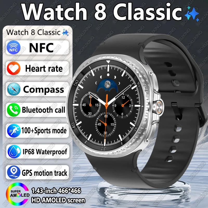 2025 New For Galaxy Watch 8 Classic Smart Watch Men  GPS NFC Bluetooth call 47mm AMOLED Fitness Sport Tracker Health Smart Watch