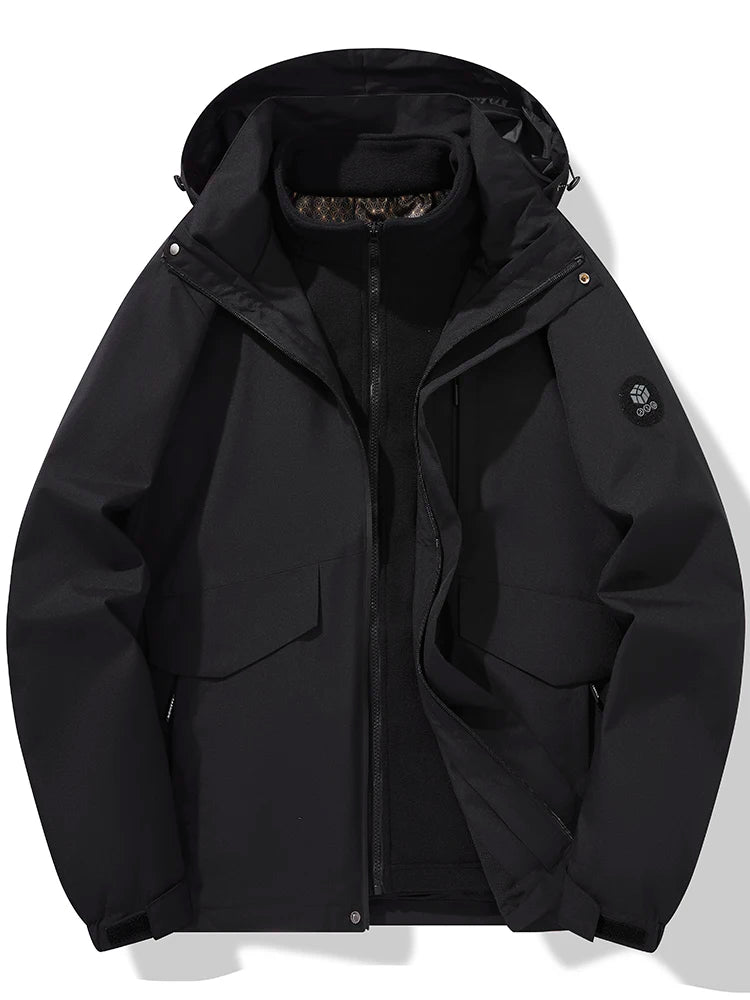 Autumn and winter three-in-one windbreaker  two-piece set detachable warm ski suit  windproof mountaineering suitMens coats