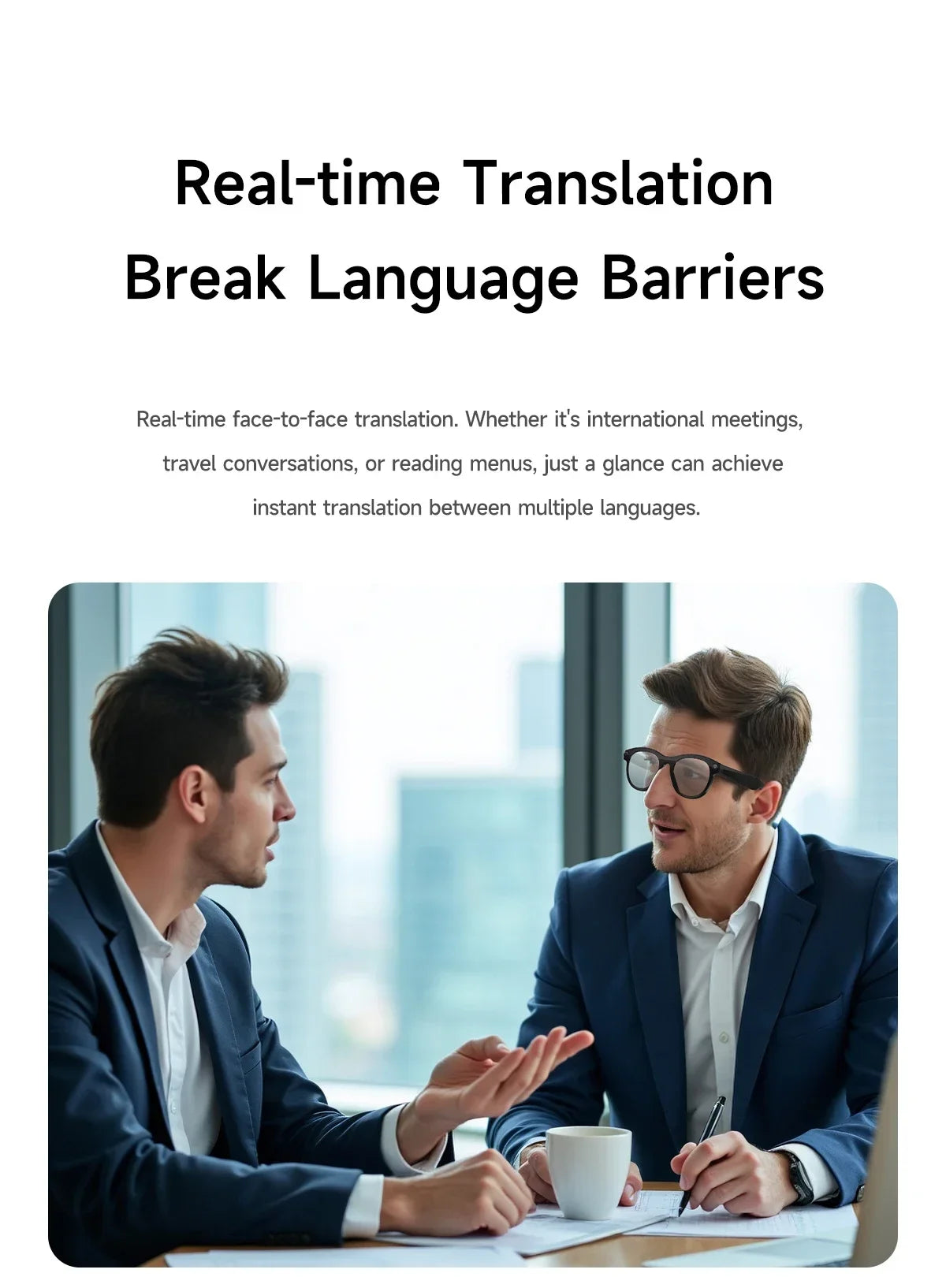 New Smart Glasses Men 8MP Camera WiFi Bluetooth Touch Control IP65 Waterproof AI Translation Noise Cancelling AI Glasses Women