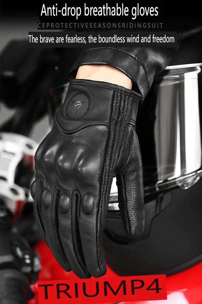 Mens Women 4 Season Driving Supertech Black/White Motorcycle Leather Gloves Racing Glove Motorbike Cowhide Race Bike Knight