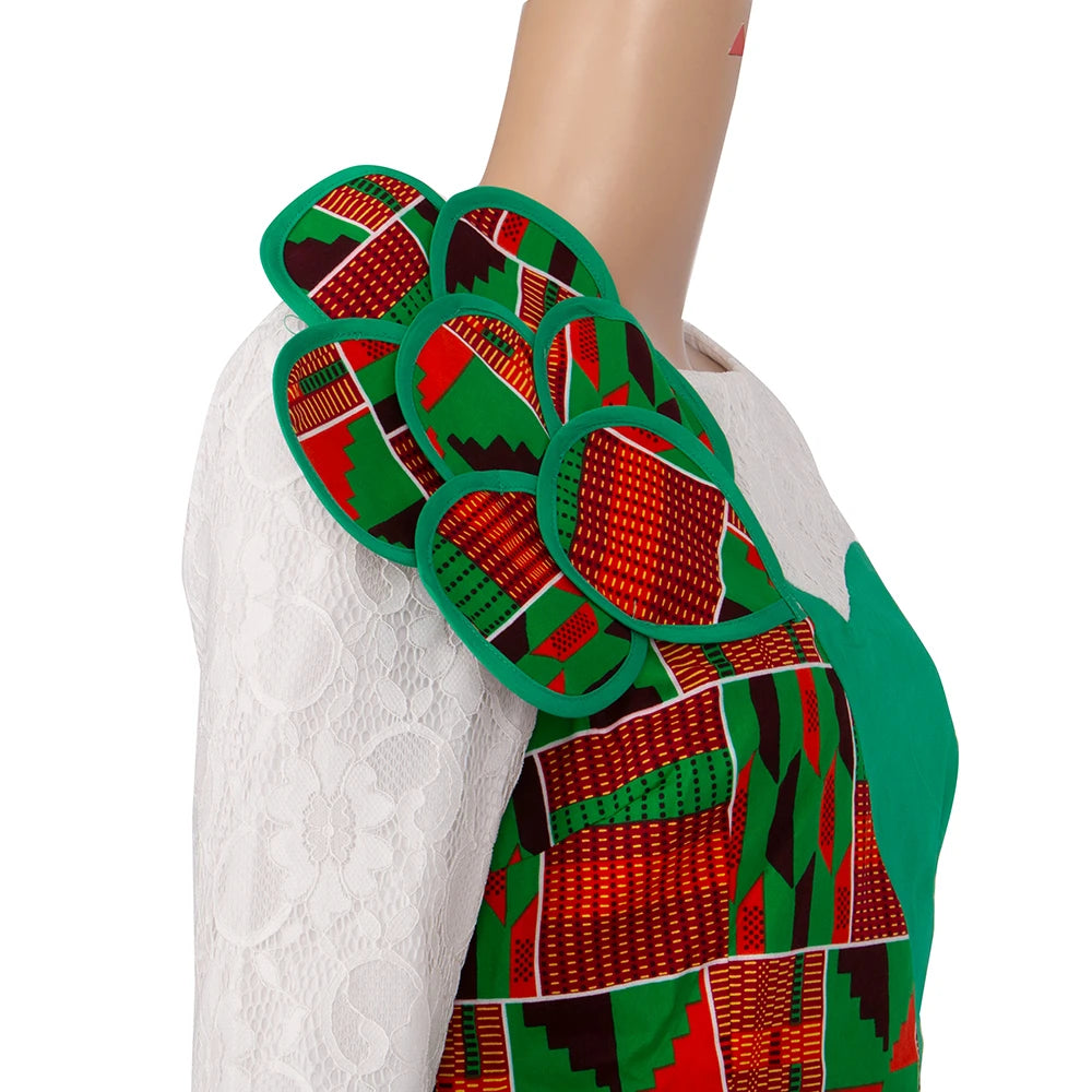 African Skirt Sets Women Suit Long Straight Skirts and Tops with Lace Decoration Bazin Riche Traditional African Clothing WY6195