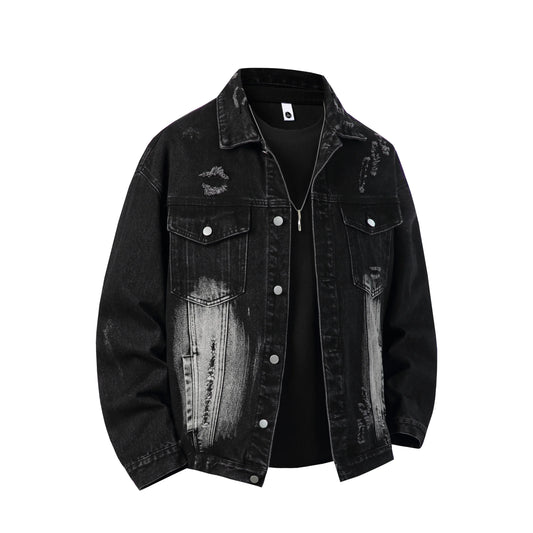 Spring Autumn Denim Jacket Men Retro Hole Jean Jacket Male Casual Streetwear Hip Hop Coats Trend Loose Motorcycles Denim Outwear