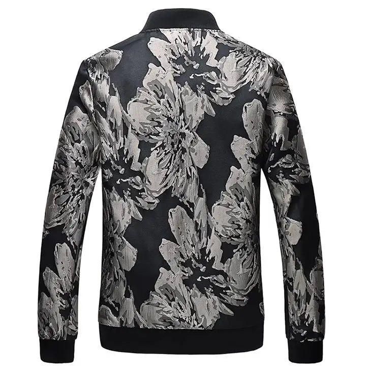 New Men Long Sleeved Baseball Collar Casual Sports Jacket Fashion Male Daily High Street Flower Coats