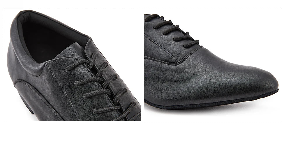 CINMIDY Male Genuine Leather Dance Shoes Black Latin Dance Shoes for Men  Modern Standard Sneaker  Party Shoes Heeled 2.5cm