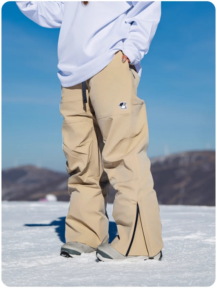 John Snow 2025 Unisex 3L Snow Pants Waterproof Windproof Insulated Cargo Wide-Leg Ski Pants for Men & Women Outdoor Snow Sports