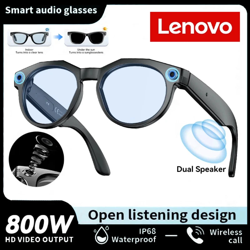 Lenovo 8K HD Smart Glasses Bluetooth music listening Voice Assistant Control 800MP Camera Bluetooth Call Translation Sunglasses