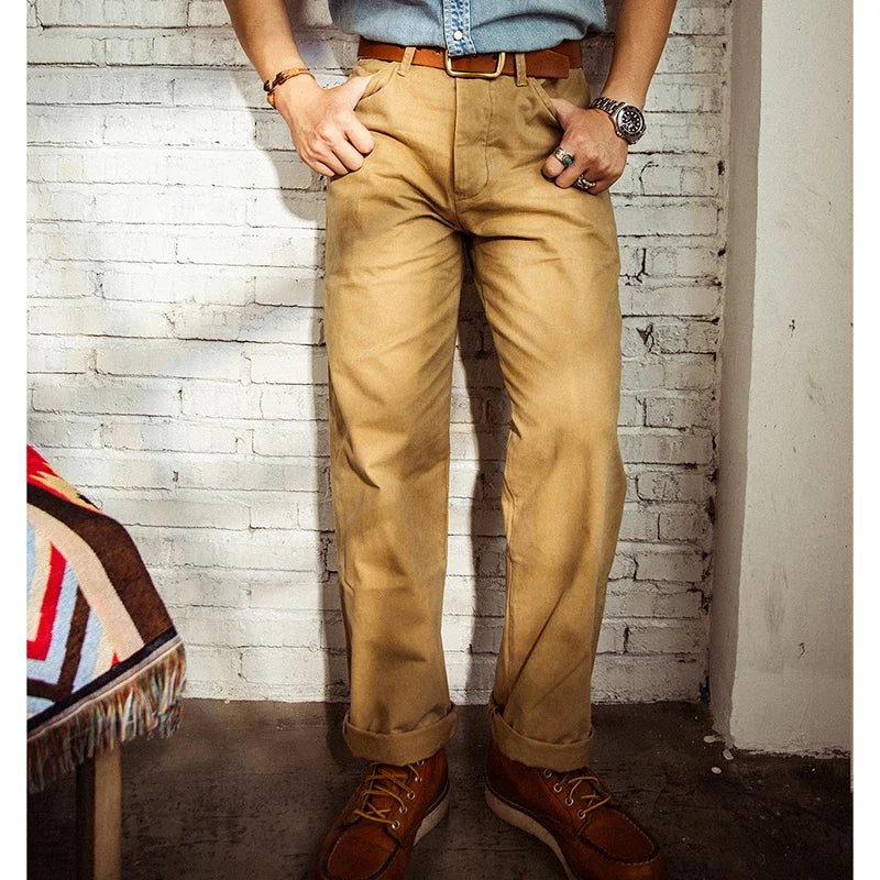 Red Tornado Chino Pants Retro Style Men's Cinch Back Casual Trousers Straight Fit CK-0010